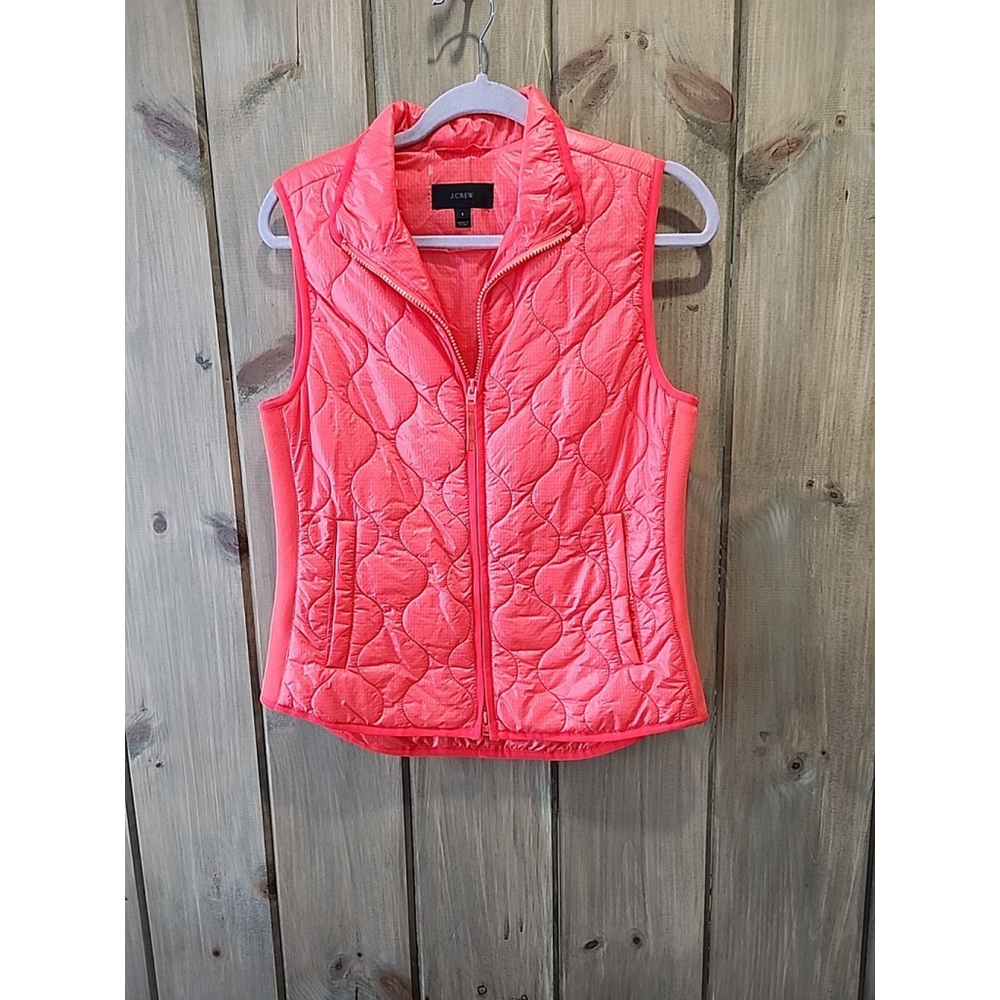 NWOT J CREW Layering Vest with Primaloft Bright Orange Sz S Puffer $128 Sold Out